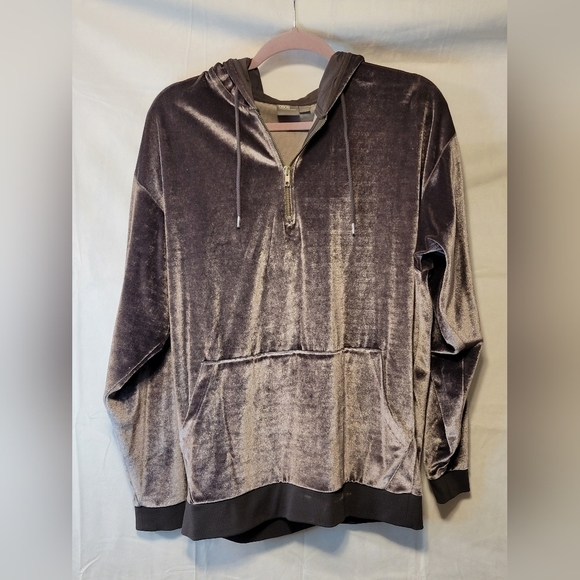 Asos Oversized Quarter Zip Hoodie with Velvet Texture. - Picture 1 of 6